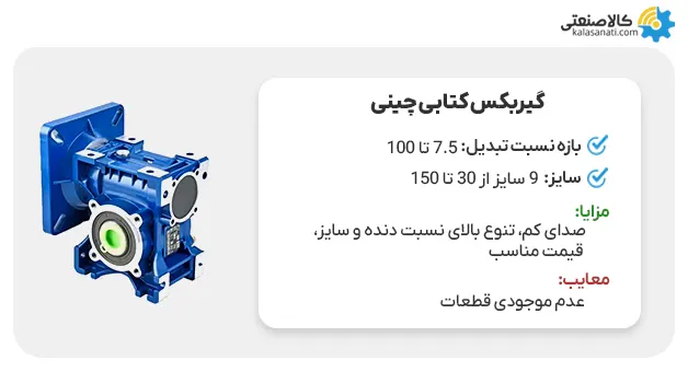 مشخصات گیربکسهای مکعبی چینی