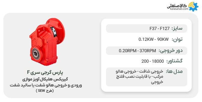 گیربکس هلیکال آویز پارس گرجی سری f