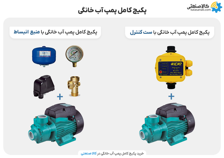 پکیج کامل پمپ آب خانگی با ست کنترل و منبع انبساط