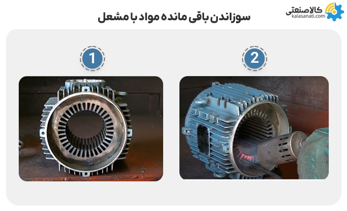 سوزاندن باقیمانده مواد با مشعل