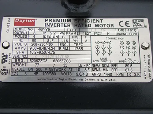 مشخصات فنی موتور اینورتر